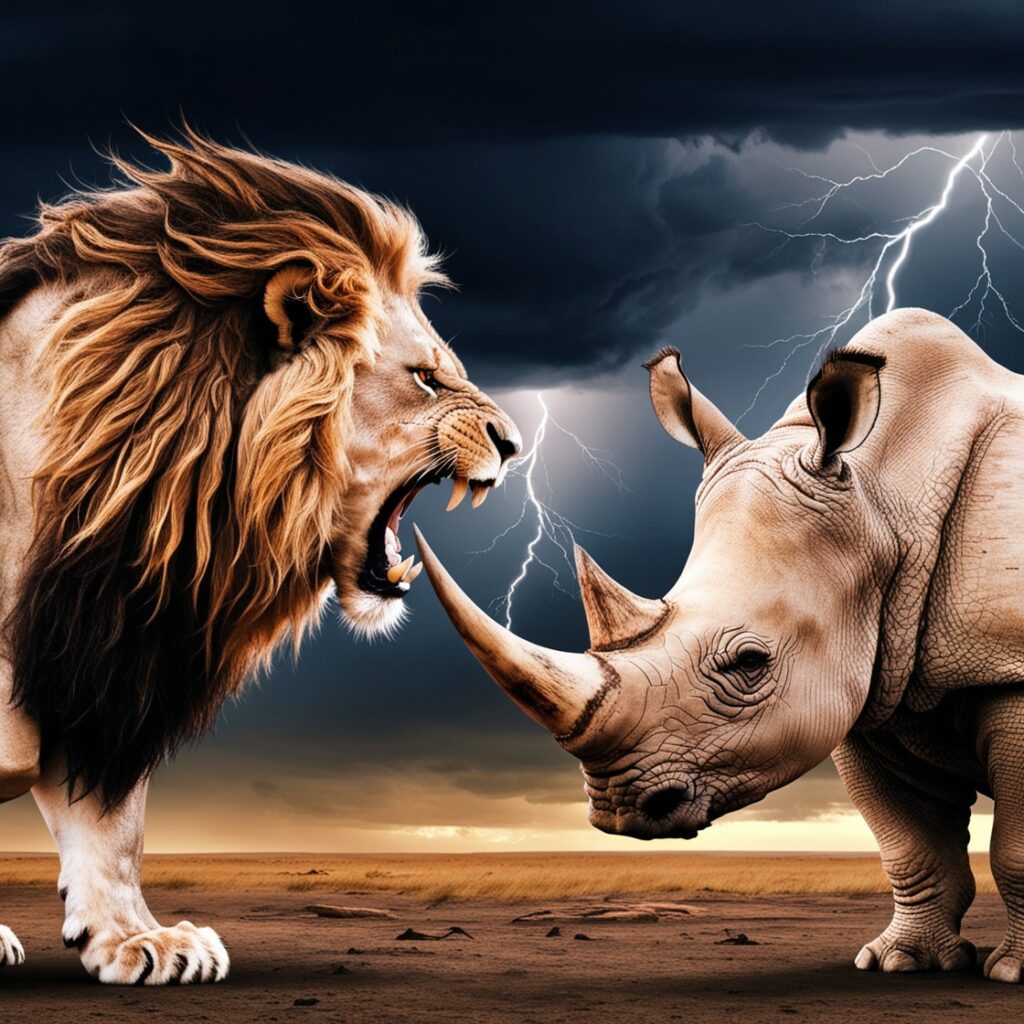 Lion and Rhino hybrid animals